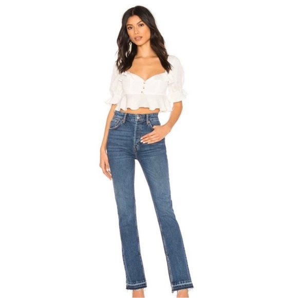 Free People Denim - Free People Emmy High Waist Boho Split Raw Hem Jeans Size 28